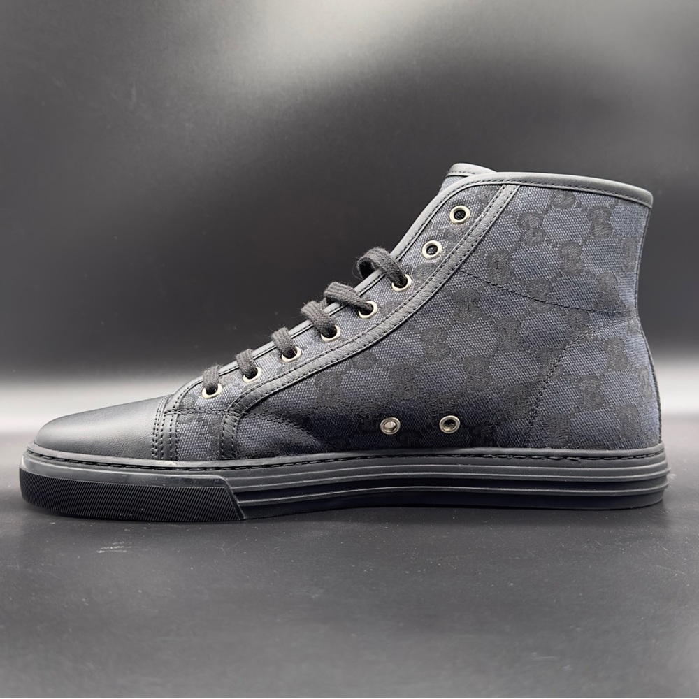 *** BRAND NEW GUCCI HI TOP CANVAS AND LEATHER SNEAKERS WITH ORIGINAL PACKAGING - Picture 4 of 10
